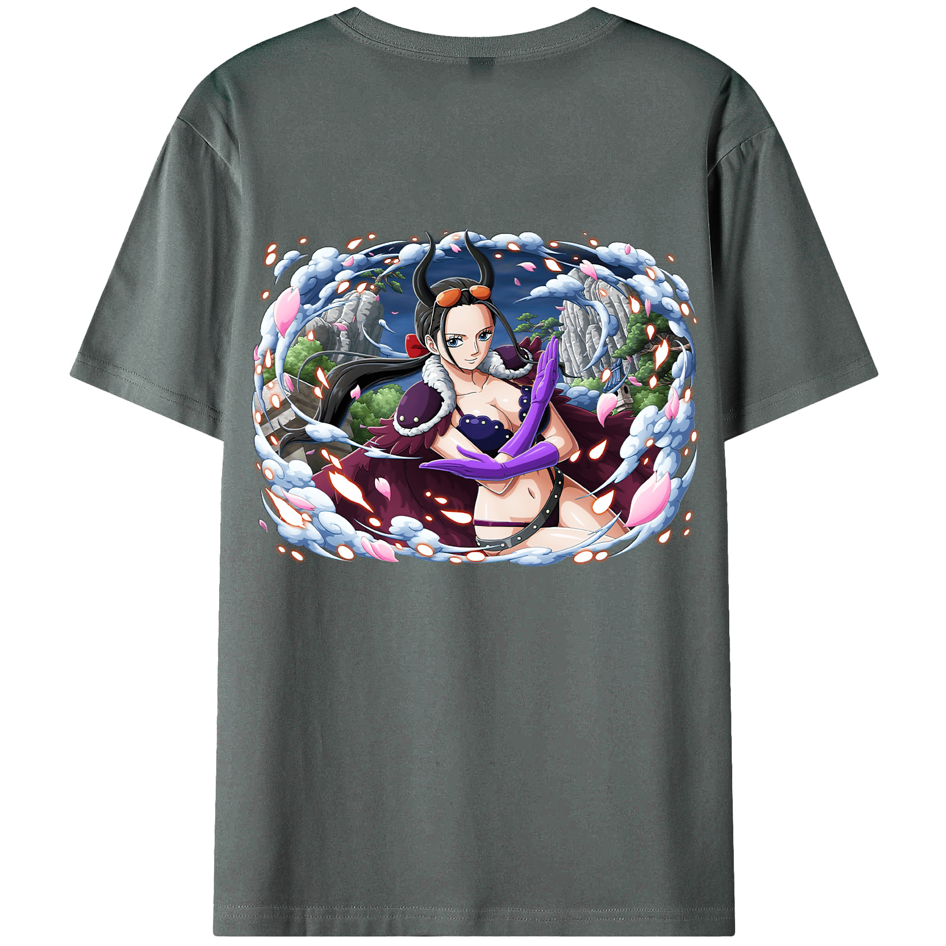 ワンピース ニコ・ロビン ONE PIECE Nico Robin 綿100％ メンズ半袖Tシャツ（バックプリント） 通気性